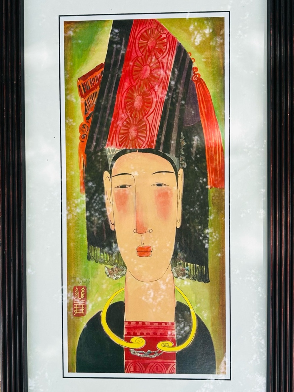 Cost Plus World Market Red, Black, Green Framed Portrait Art